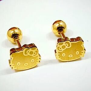 GOLD HELLO KITTY STUD EARRINGS